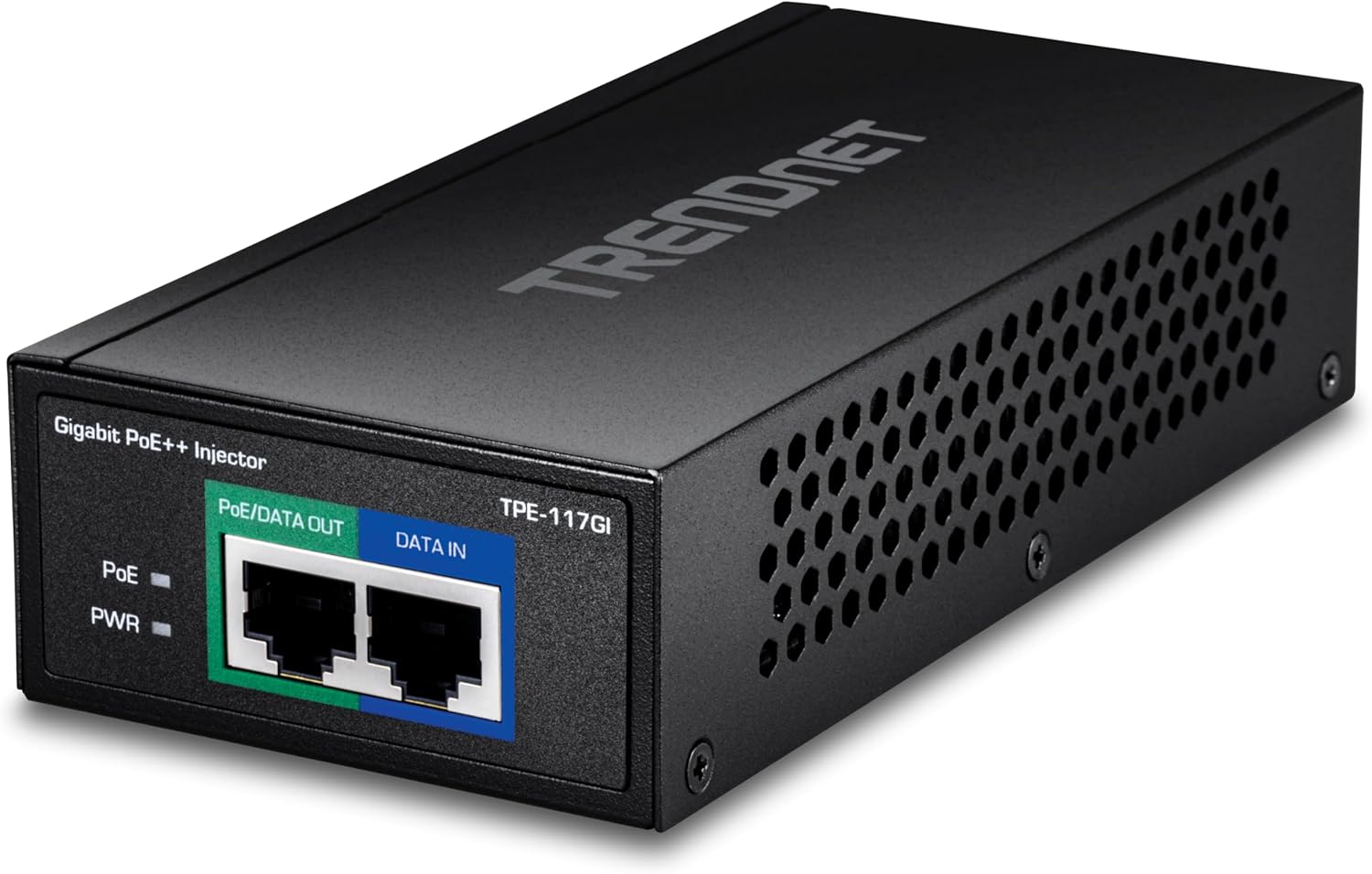 Trendnet TPE-117GI PoE++ Injektor 60 W Gigabit Ethernet, 10/100/1000 Mbit/s, IEEE 802.3bt, 100-240 V, Schwarz