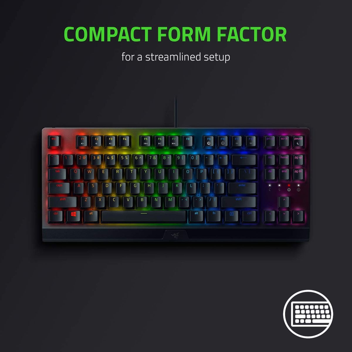 Razer BlackWidow V3 TKL Gaming Keyboard Green Switches Chroma RGB FRA Layout AZERTY
