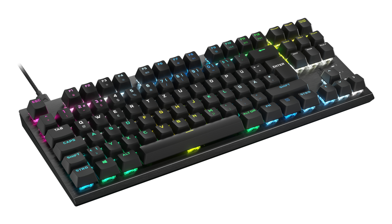 Corsair K60 PRO TKL RGB Tenkeyless Optisch-Mechanische Kabelgebundene Gaming-Tastatur - OPX Linear-Schalter - Polycarbonat-Tastenkappen - iCUE-Kompatibel - PC, Mac, Xbox - Schwarz - (DEU Layout - QWERTZ)