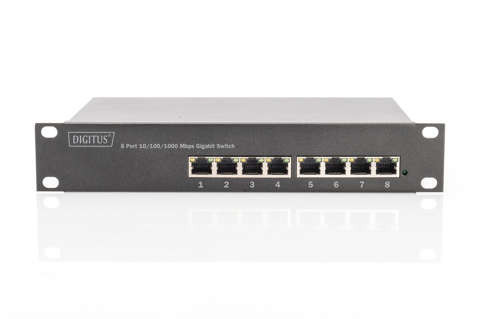 Digitus DN-95331 8-Port Gigabit PoE Switch, L2+ Managed, 80 W PoE+ (802.3at), 10 Zoll Einbau, 1HE