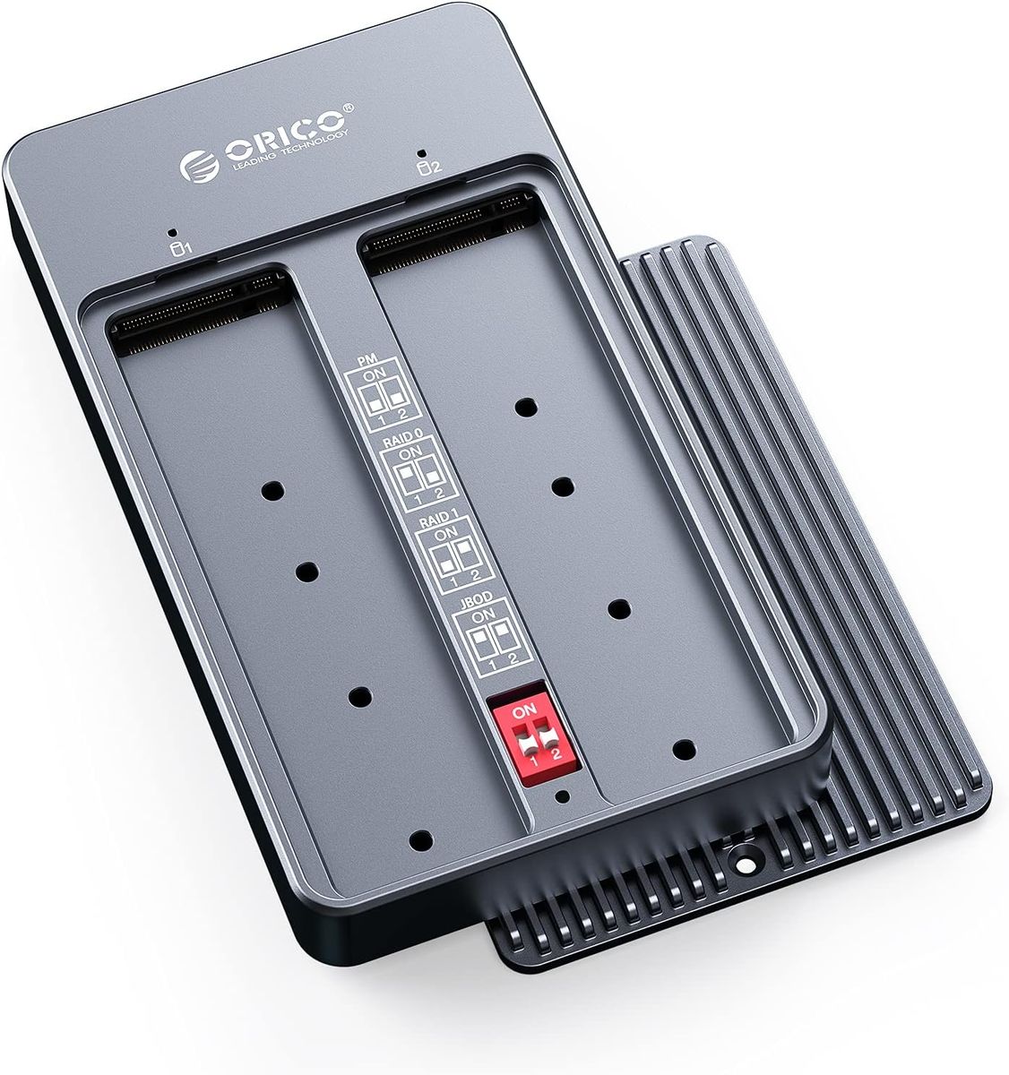 ORICO RAID M.2 SSD Gehäuse M2 SATA Dual-Bay mit PM/Raid0/Raid1/JBOD,USB3.1 Gen2 USB-C 10Gbps NGFF Sata Adapter Festplattengehäuse für B-Key/B+M Key SSD 2230/2242/2260/2280,Unterstützt kein NVMe-M2N210