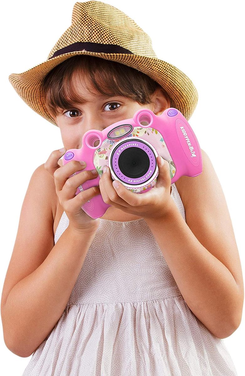 Kiddypix Blizz Kinderkamera mit Webcam-Funktion, gummierte Außenseite, Integrierte Spiele, Pink