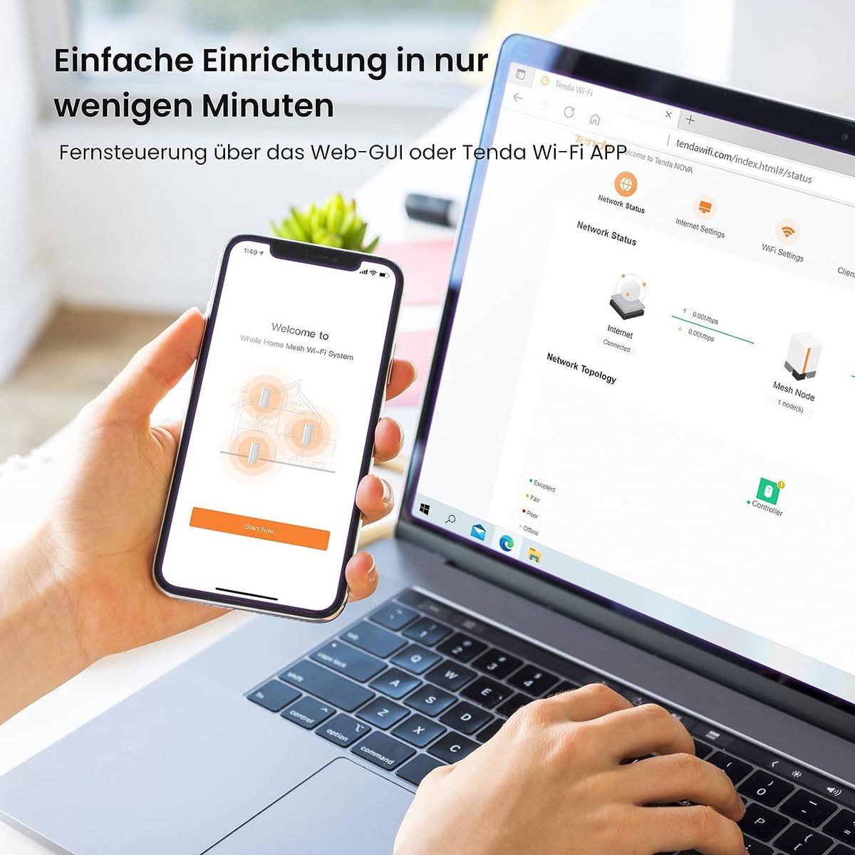 Tenda Nova MX12 Mesh WLAN WiFi 6 System - AX3000 Dual Band WLAN Mesh System - Reichweite bis zu 260m² & 160 Geräte - 3X Gigabit Port - Ersetzt WLAN Router & Repeater - Kompatibel mit Alexa - 1er-Pack 1er Pack MX12