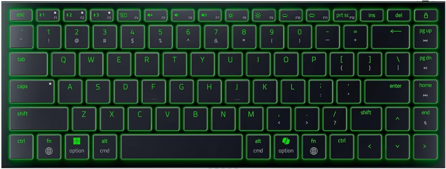 Razer Joro Portable Keyboard - Kompakte kabellose Tastatur mit Hintergrundbeleuchtung - Bluetooth - WiFi - Low Profile - USB-C - Kompatibel mac OS & iOS, Windows Schwarz - (USA Layout - QWERTY)