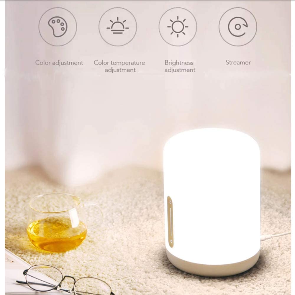 Xiaomi Mi Smart Bedside Lamp 2 Nachttisch- Stimmungs- & Ambientelampe Dimmbar,16 Mio Farben frei wählbar iOS/Android Appverbindung via Mi Home App Unterstützt Sprachassistenten z.B. Amazon Alexa Nachttischlampe Single