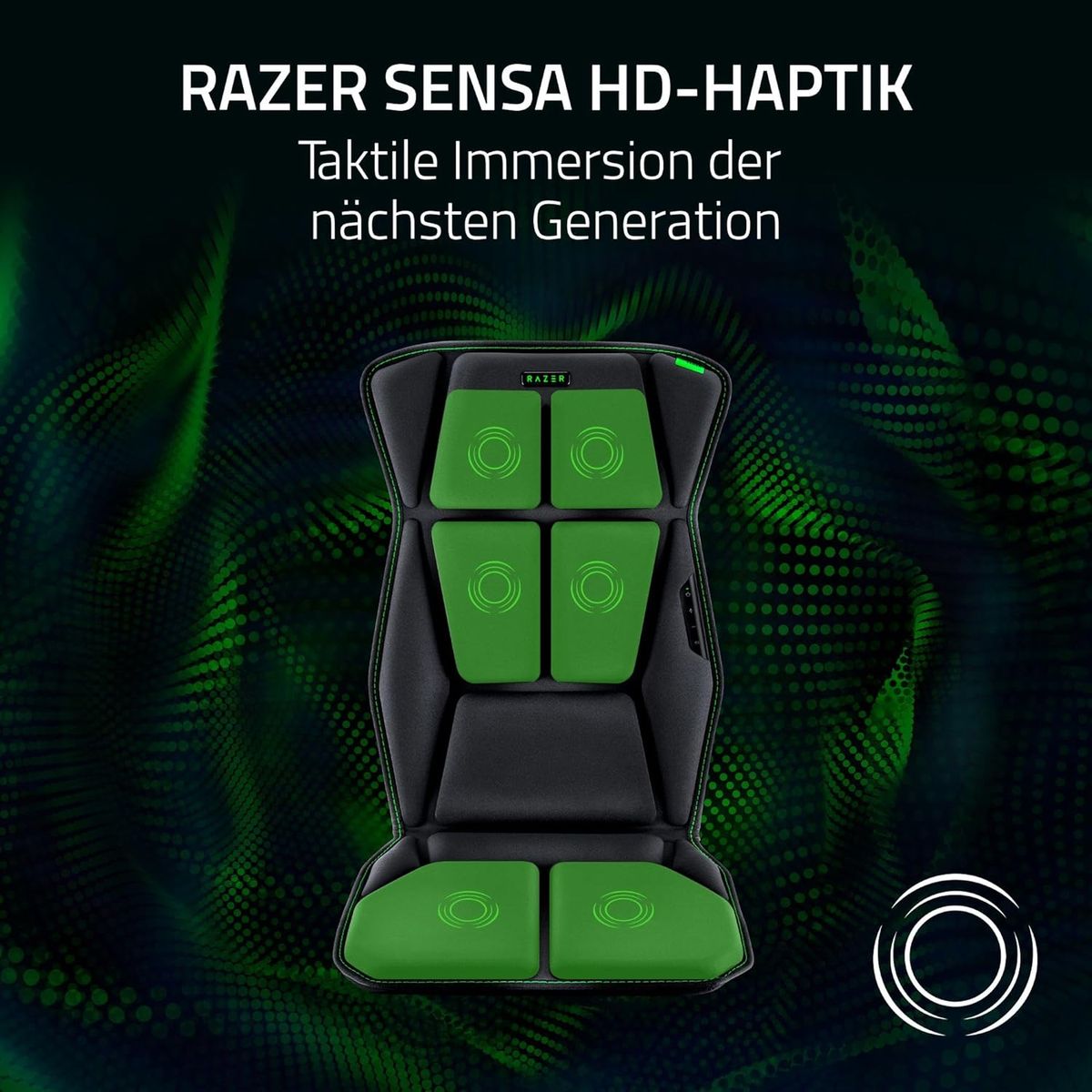 Razer Freyja - Gaming-Sitz-Kissen Auflage mit Razer Sensa HD-Haptik (HyperSpeed Wireless und Bluetooth, für Gaming- und Bürostühle, Haptik-EQ per Razer Synapse) Schwarz