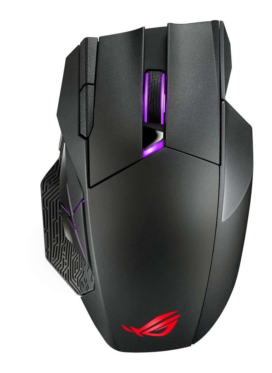 ASUS ROG Spatha X Gaming-Maus Rechts Kabellos RF + USB Type-C Optisch 19000 DPI 12 Tasten RGB Integrierter Akku Magnetische Ladestation