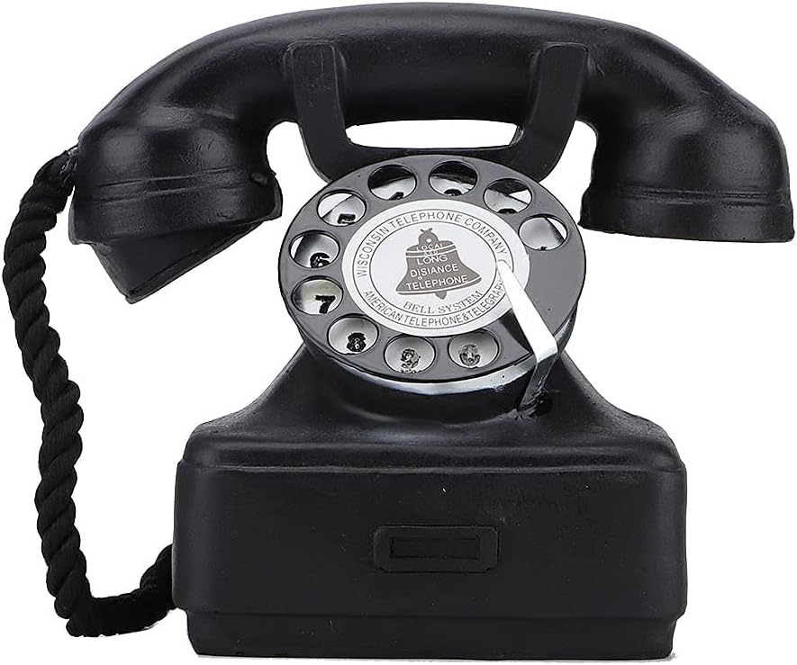 Alvinlite Wählscheiben-Telefone Antike Telefon-Requisiten Retro Festnetz-Schreibtischtelefon für Cafe Bar Fenster Dekoration schwarz