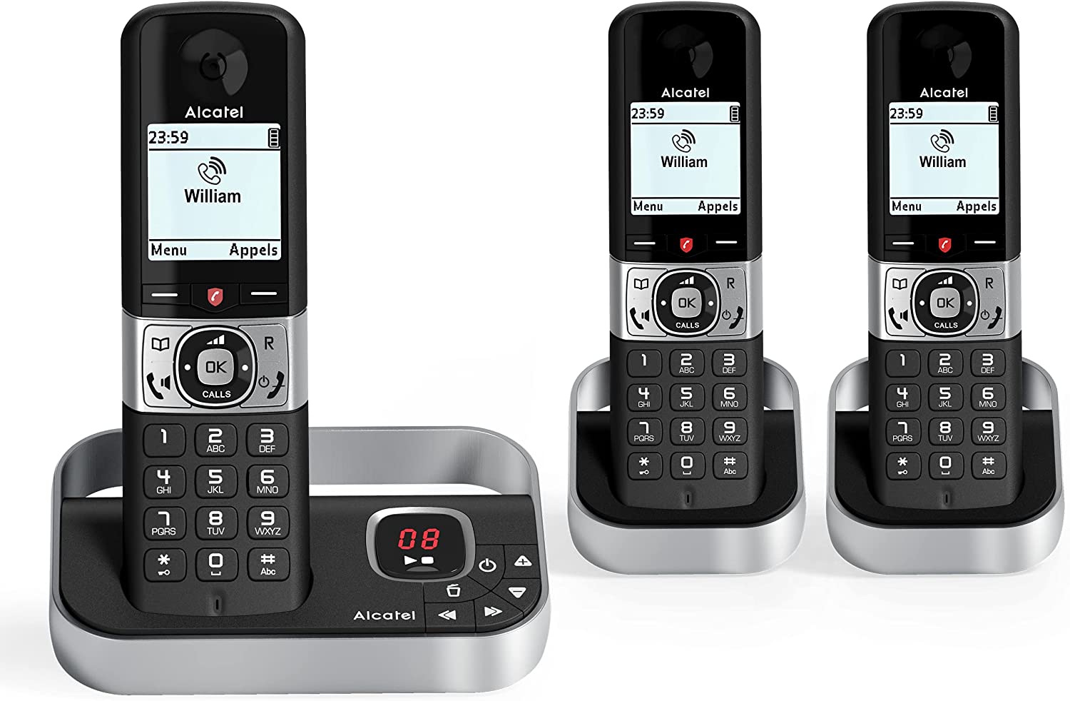 Alcatel F890 Voice Trio Cordless Telephone Answering Machine Call Block