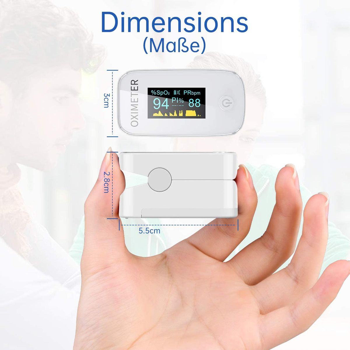 MOMMED Pulse Oximeter, Finger Pulse Oximeter with Alarm Ideal for Fast Measuring of Oxygen Saturation (SpO2) Simple Pulse Monitor for Children & Adults - OLED Display