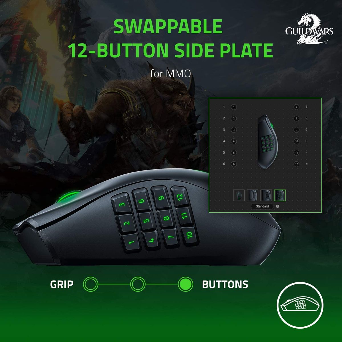 Razer Naga Pro Gaming Mouse Dual Wireless 20.000 DPI Modular RGB MOBA/MMO/FPS