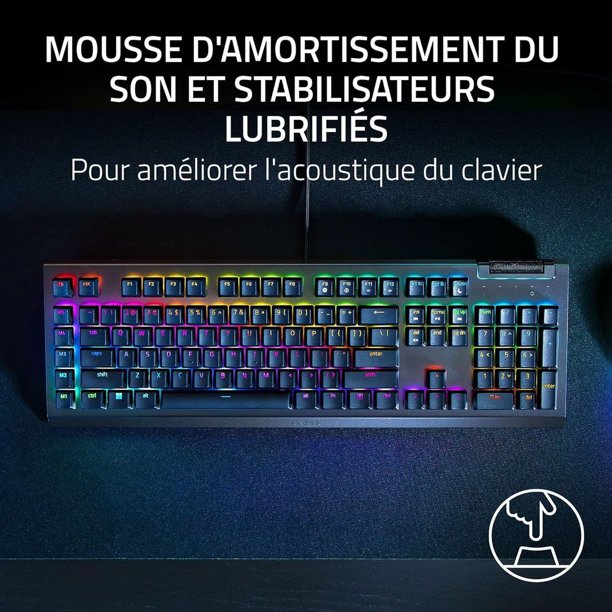 Razer BlackWidow V4 X (Switches Verts) - Clavier gaming mu00e9canique avec Razer Chroma RGB (6 touches macros du00e9diu00e9es, Touches ABS u00e0 double injection) - (FRA Layout - AZERTY)