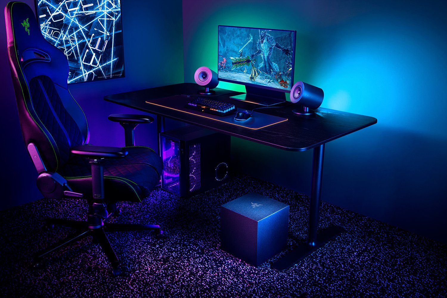 Razer Nommo V2 Gaming Speaker + Subwoofer 2.1 Surround-Sound System BT USB for PC RGB Black EU