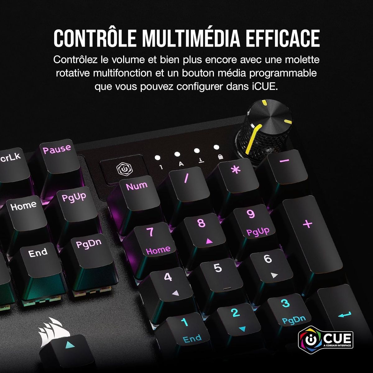 Corsair K70 Core RGB Mechanische Gaming-Tastatur mit Handflu00e4chenauflage u2013 vorgeschmierte lineare Tasten MLX Red u2013 Klangdu00e4mpfung u2013 iCUE-Kompatibel u2013 Schwarz - (FRA Layout - AZERTY)
