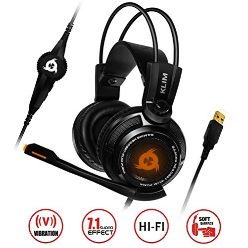 Klim Puma 7.1 Surround Sound USB Gaming Headset mit Vibration für PC PS4 PS5