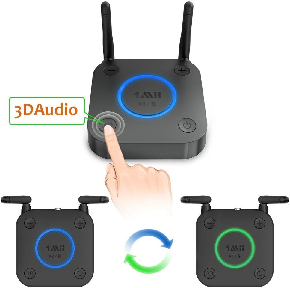 1Mii Großer Reichweite Empfänger, HiFi Kabelloser Audio Adapter, aptX Low  Latency Bluetooth 5.0 Receiver mit 3D Surround für Stereoanlage