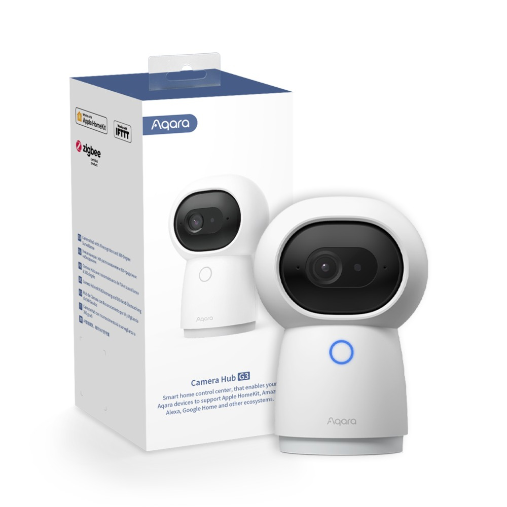 Aqara 2K Sicherheitstür-Kamera Hub G3, AI Gesichts- und Gestenerkennung, 360° Betrachtungswinkel durch Schwenken und Neigen, Funktioniert mit HomeKit Secure Video, Alexa, Google-Assistant, IFTTT