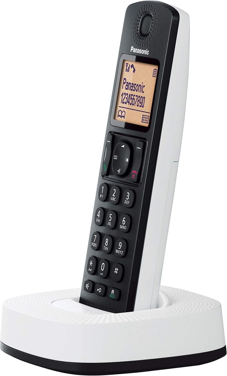 Panasonic KX-TGC310 Schnurlostelefon (LCD, Anruf-Erkennung, Gesprächszeit 16 h, Ortung, 50 Nummern, Anrufsperre, ECO-Modus, Geräuschreduzierung), Schwarz und Weiß