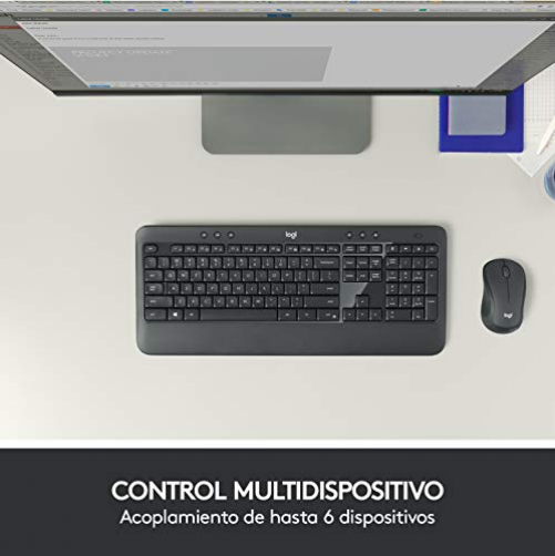 Logitech Advanced MK540 USB Deskset Tastatur Maus schwarz weiß ES-Layout