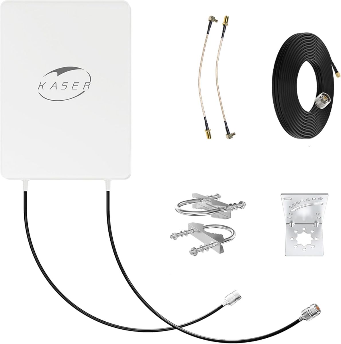 KASER K5GPB14V4 5G N78 Richtantenne Outdoor MIMO 3300–3800 MHz bis zu 15 dBi SMA + TS9 Adapter 2x10 m Kabel