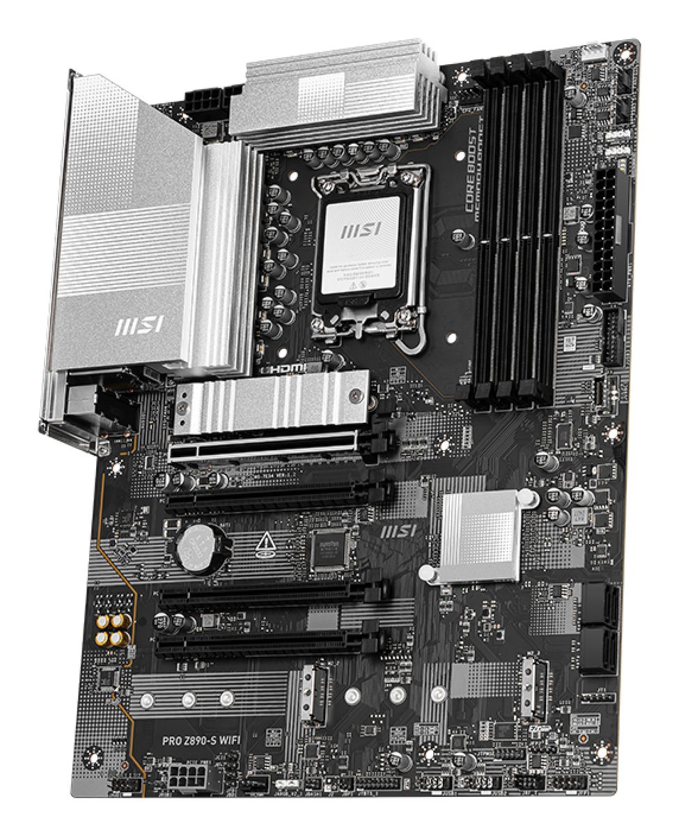 MSI PRO Z890-S WIFI Mainboard LGA 1851 (Socket V1), Intel Z890, ATX, DDR5, Wi‑Fi 7 (802.11be), Bluetooth 5.4, 2.5GbE, 3x M.2, 4x SATA III, HDMI 2.1