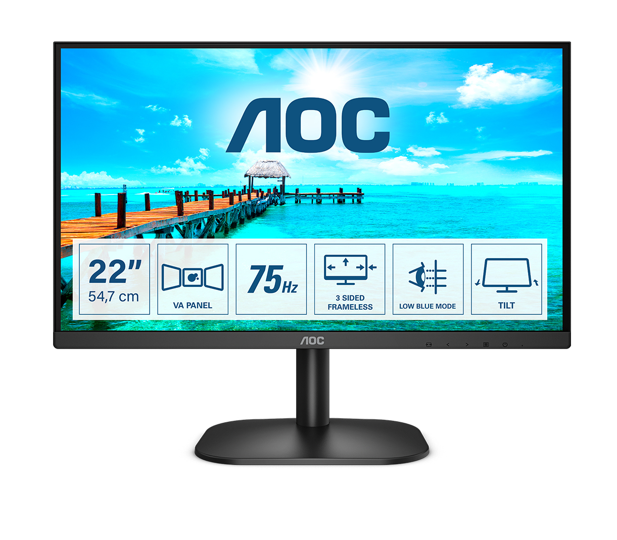 AOC 22B2H - 22 Zoll FHD Monitor (1920x1080, 60 Hz, VGA, HDMI) schwarz