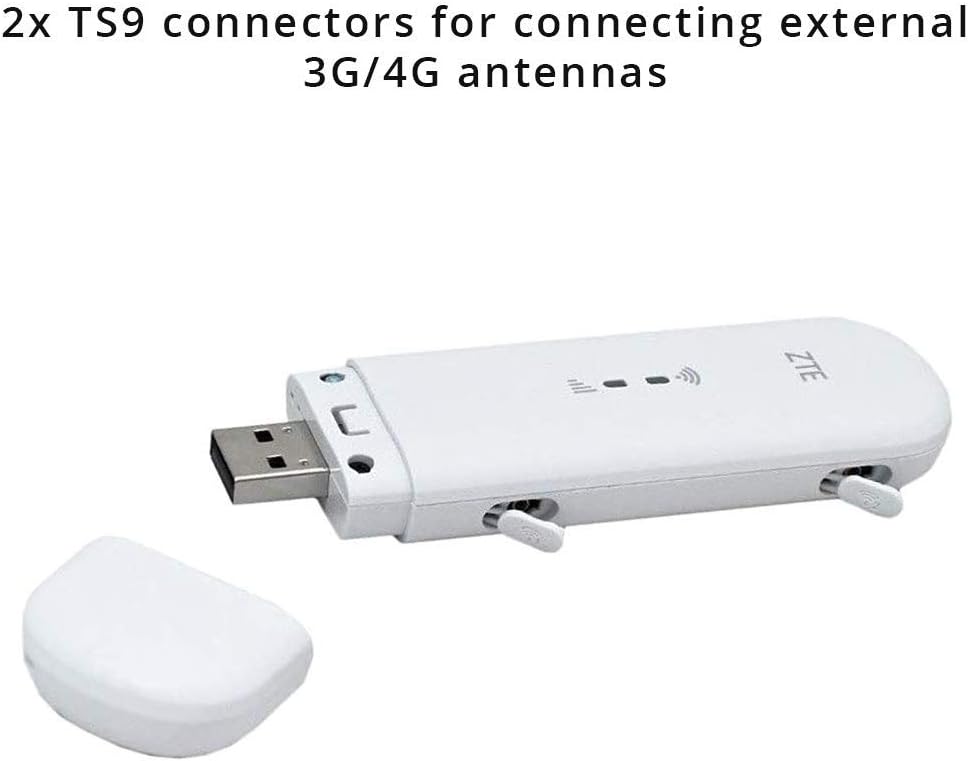 ZTE MF79U Wingle CAT4-4G entsperrtes WLAN-USB-Modem, kostengünstiges Reise-WLAN, 150 Mbit/s, Externe Antennenanschlüsse, Weiß