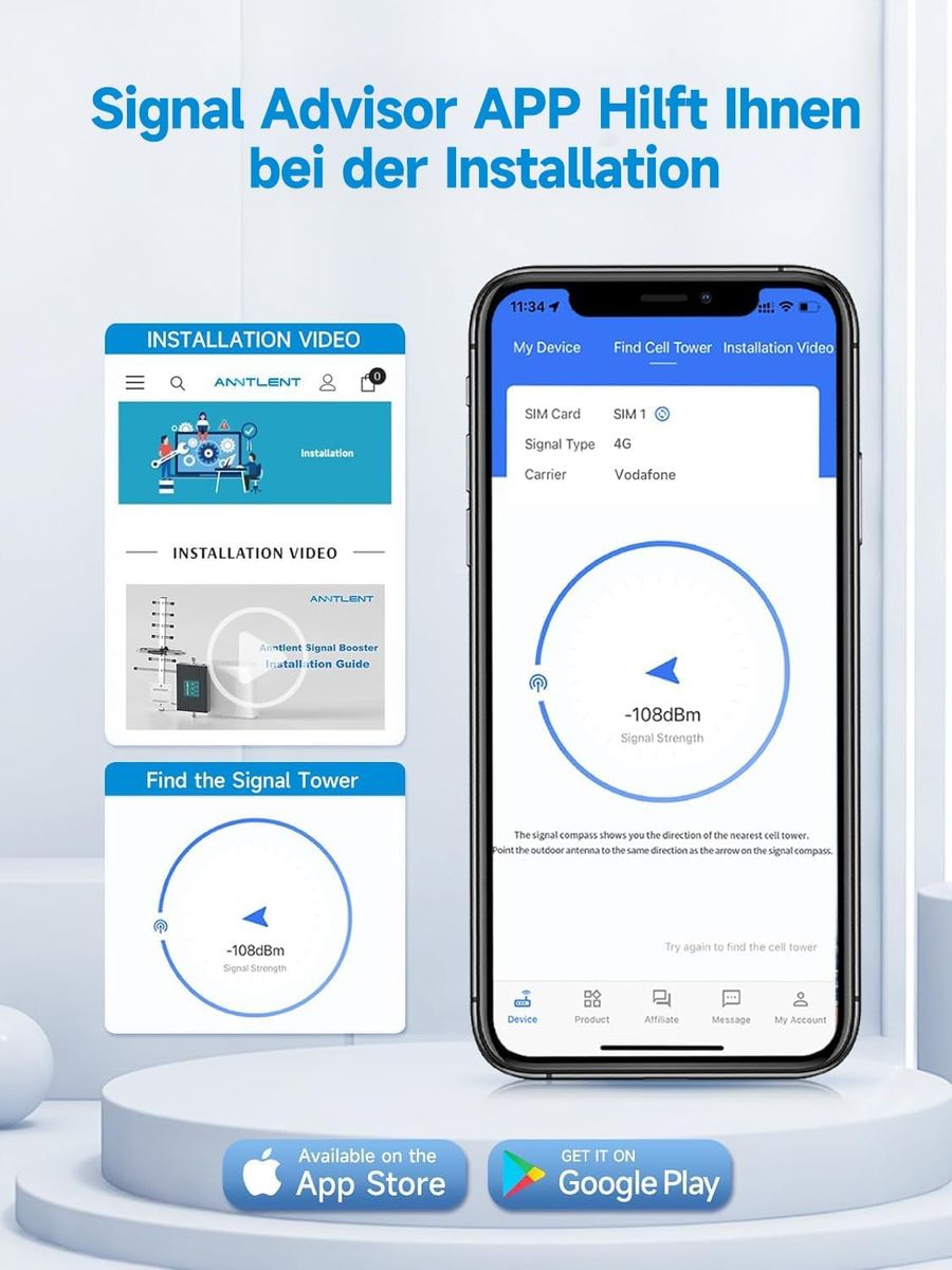 Anntlent N30-PL Handy-Signalverstärker, LTE Repeater 4G/3G, GSM Band 20/8/1, Mobilfunkverstärker für Sprachanrufe & Daten, 70 dB, EU