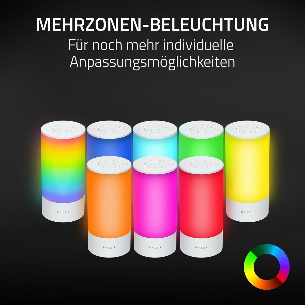 Razer Aether Smart-Leuchte Pro - LED-Leuchte mit Mehrzonen-Beleuchtun (Mehrzonen-Beleuchtung, Touch-Steuerung, Powered by Chroma RGB, Kompatibel zu Matter, Unterstützt Smart Home App) Aether Smart Lamp Pro