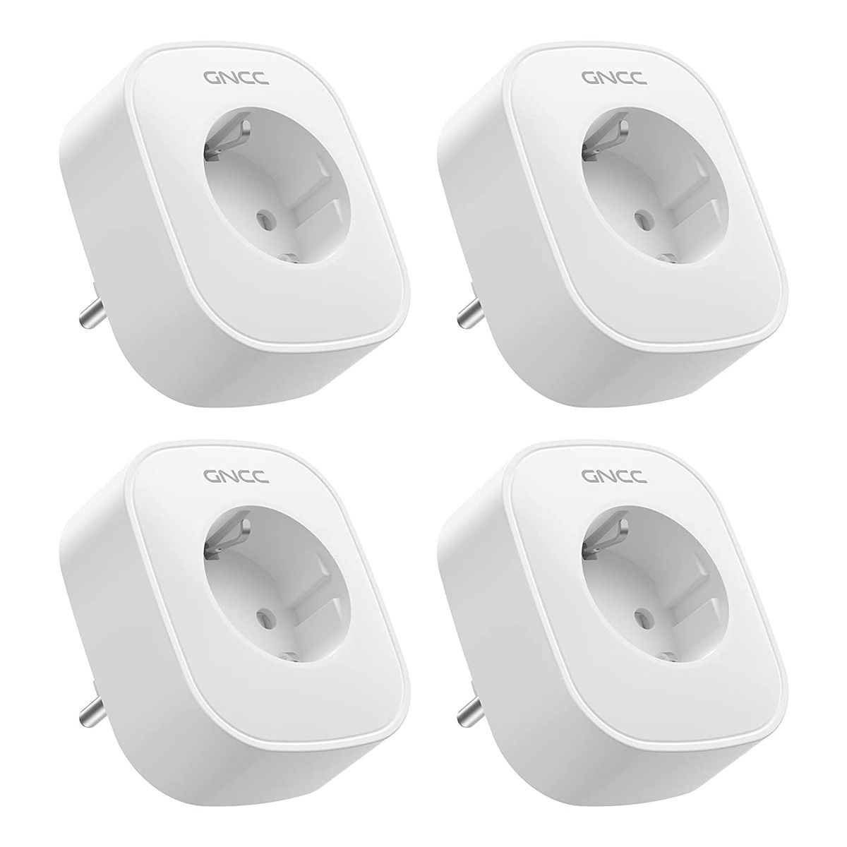 GNCC WLAN Steckdose mit Stromverbrauch, Alexa Steckdose 4er Pack, , Smart Steckdose Kompatibel mit Alexa & Google Home, Fernbedienung, Sprachsteuerung, 16A, Weiß