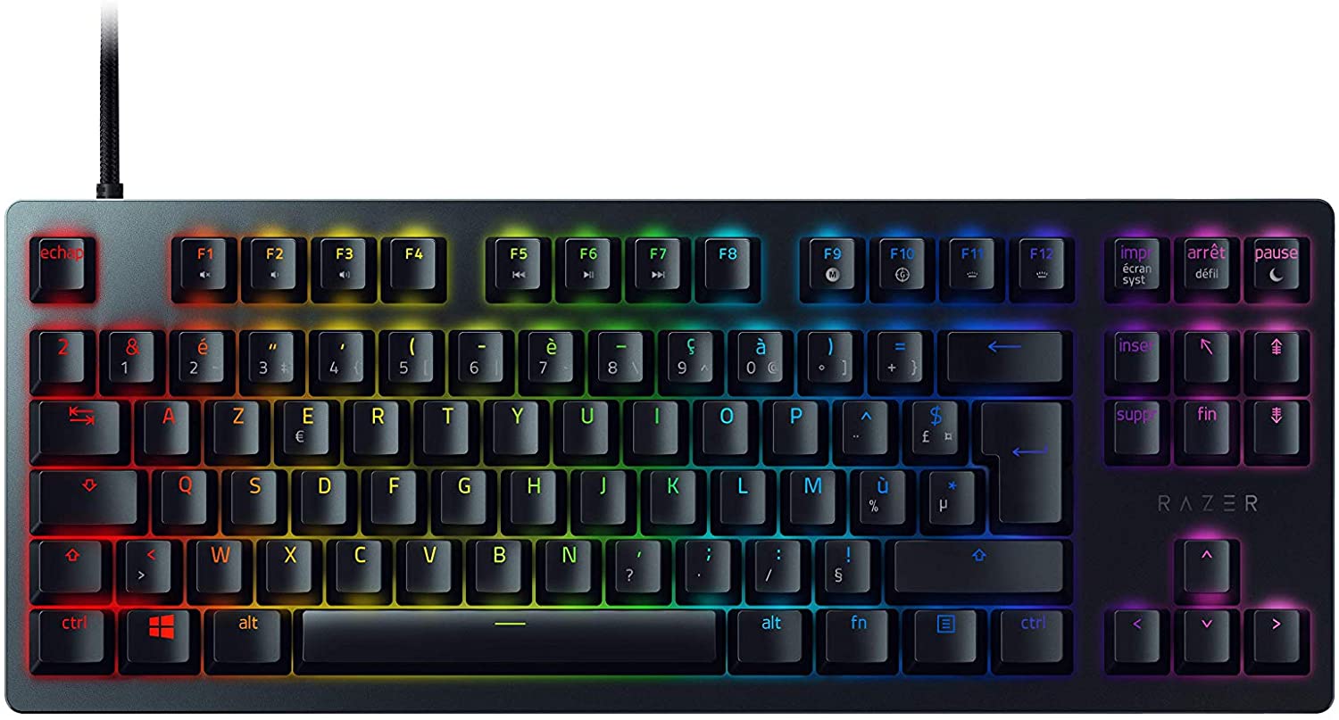 Razer Huntsman TE Gaming Keyboard Optical Red Switches TKL RGB FR-Layout