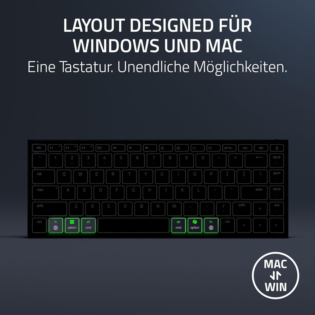 Razer Joro Portable Keyboard - Kompakte kabellose Tastatur mit Hintergrundbeleuchtung - Bluetooth - WiFi - Low Profile - USB-C - Kompatibel mac OS & iOS, Windows Schwarz - (USA Layout - QWERTY)