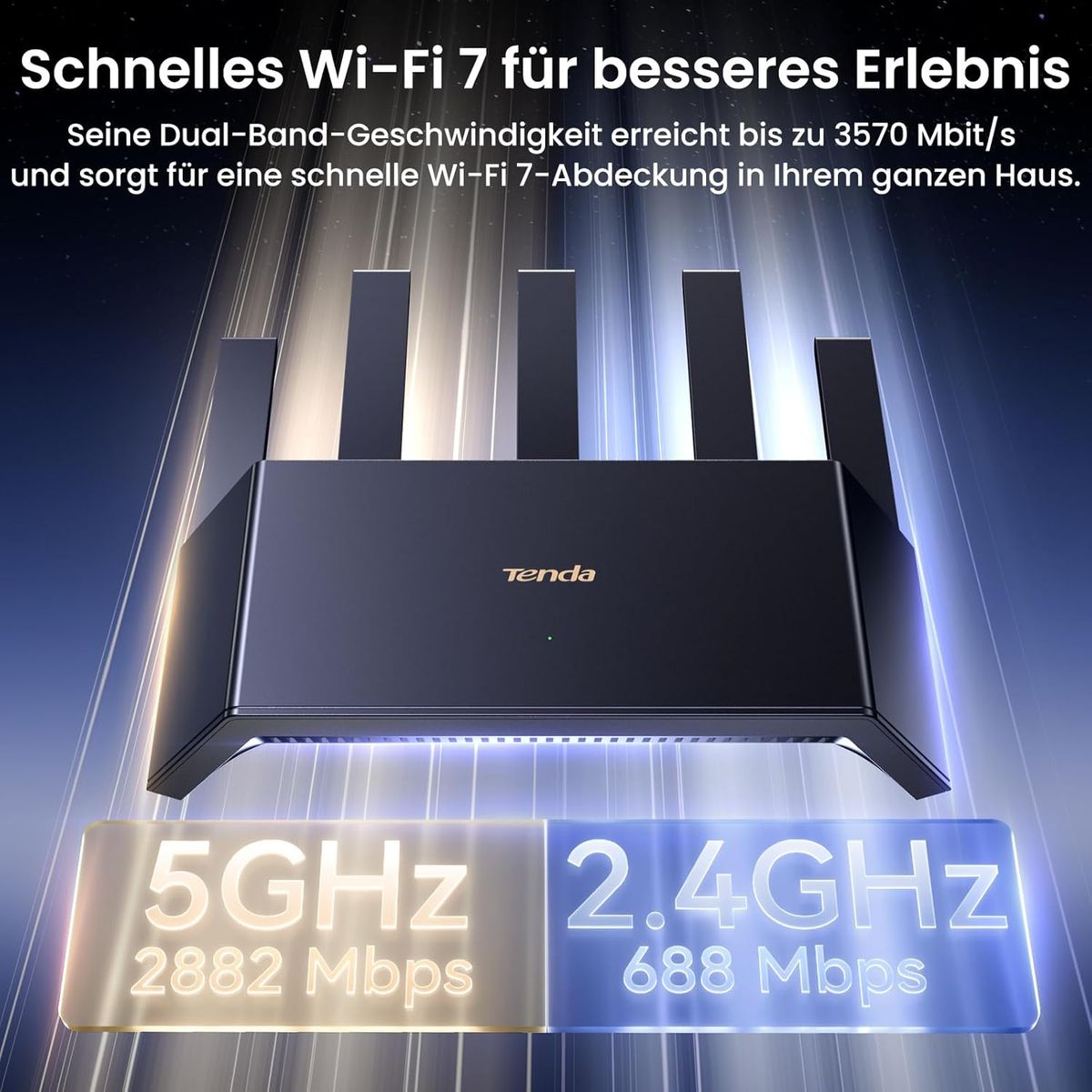 Tenda RE3L Wi-Fi 7 Router, Dual-Band BE3600 3,6 Gbit/s, Mesh, 3x Gigabit WAN/LAN, MLO, 4K-QAM, NFC, WPA3, App-Steuerung, EU