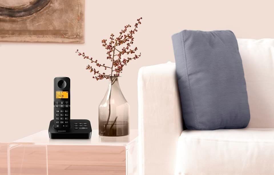 PHILIPS Festnetztelefon D2651B/01 Single - Schnurloses Telefon mit Anrufbeantworter - 1'6-Zoll-Display - Telefonbuch - Rufnummernerkennung - Kurzwahltasten - große Reichweite - Schwarz