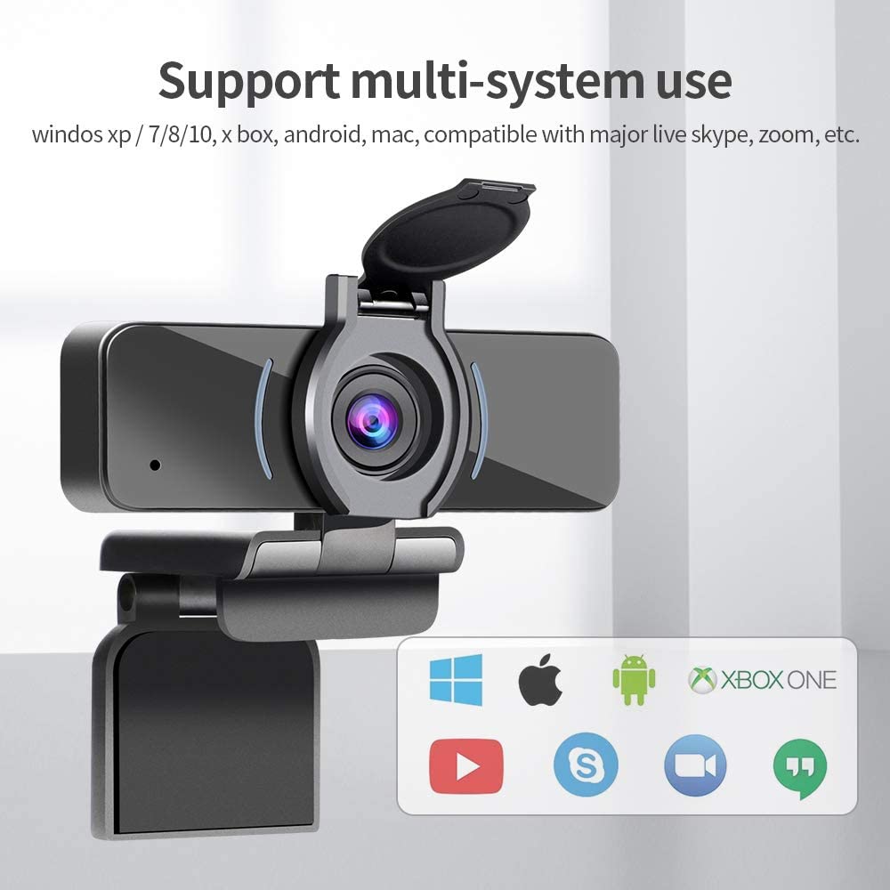Dericam Webcam 1080P Webcam mit Mikrofon, USB Computer Webkamera, Plug and Play Desktop und Laptop Webcam für Windows Mac OS, für Videoanrufe, Streaming, Konferenz, Spiele, Online Unterricht