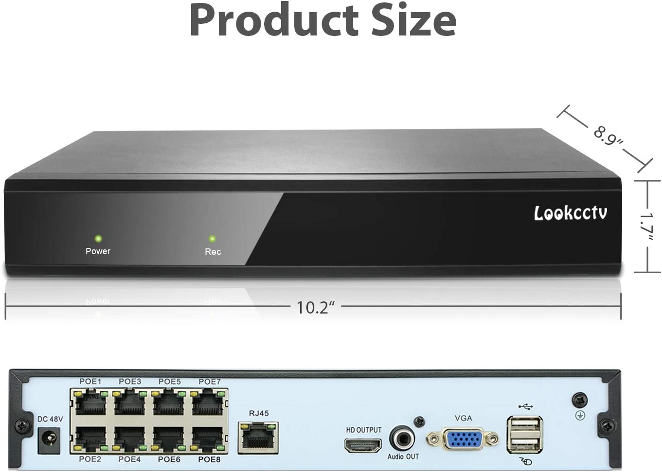 Lookcctv 4K 8 Kanal POE NVR 1080p/3MP/4MP/5MP/6MP/8MP/4K Netzwerk-Videorekorder