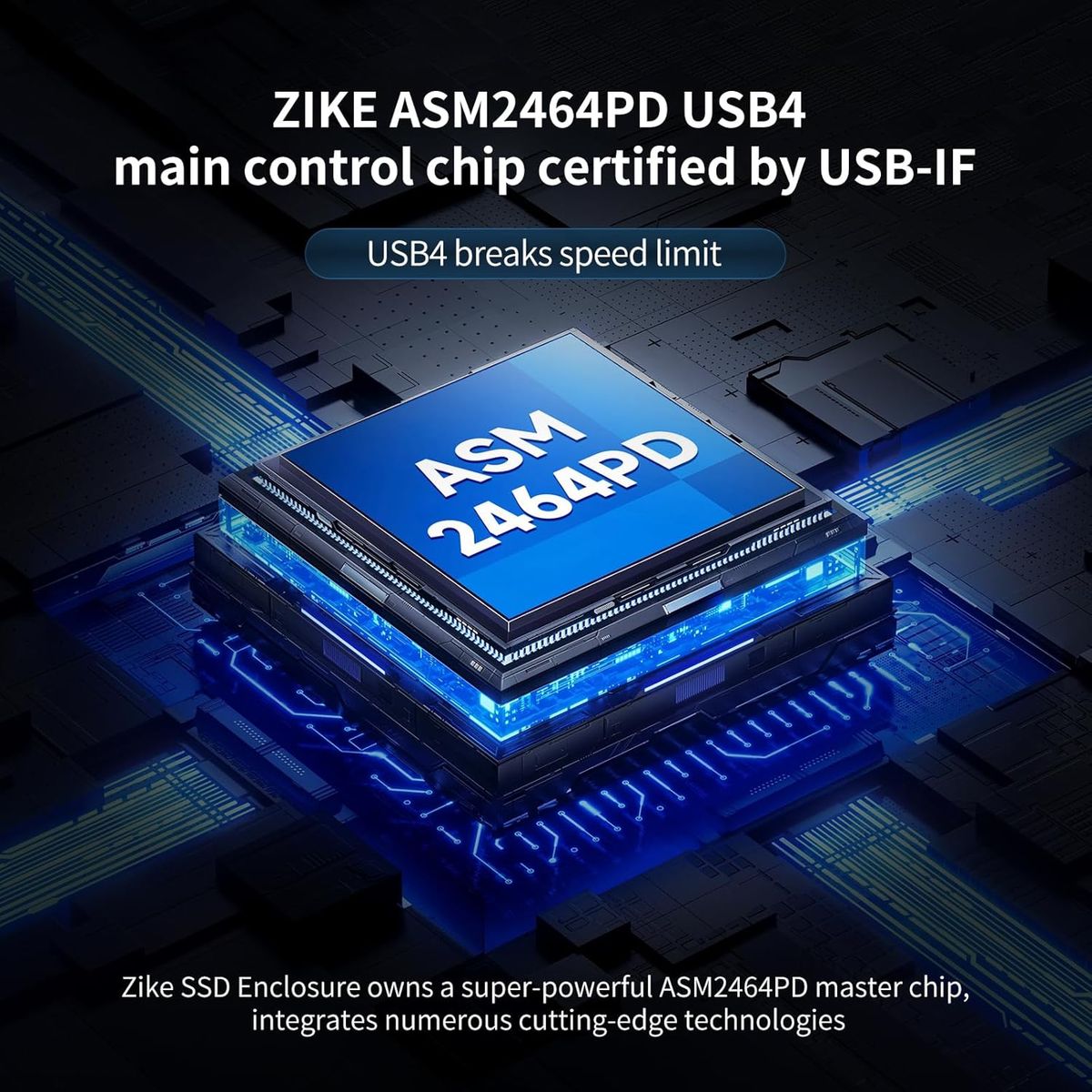 ZIKE 40Gbps M.2 NVMe SSD Gehäuse USB4.0 bis zu 3811MB/s Aluminiumgehäuse Z666, kompatibel mit Thunderbolt4 M.2 M-Key 2280, USB4 USB3.2 Gen2/Gen1 PCI-E Gen 4x4 werkzeuglose Installation