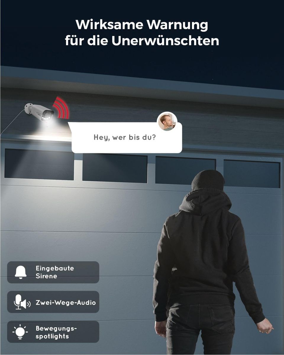 Reolink RLC-811A 4K PoE Außenkamera, 5x Optischer Zoom, Spotlight, Farbige Nachtsicht, Personen-/Fahrzeugerkennung, 2-Wege-Audio, microSD, Weiß