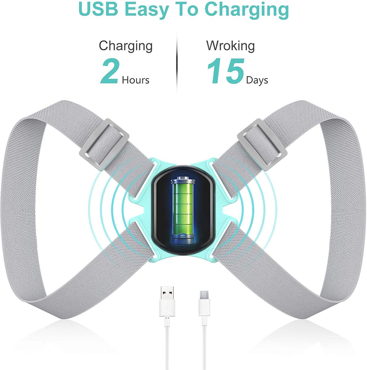 EKUPUZ-H Posture Corrector Back Support Intelligent Back Straightener Shoulder Strap Posture Trainer with Sensor Vibration Reminder, Improve Neck Back Shoulder Pain
