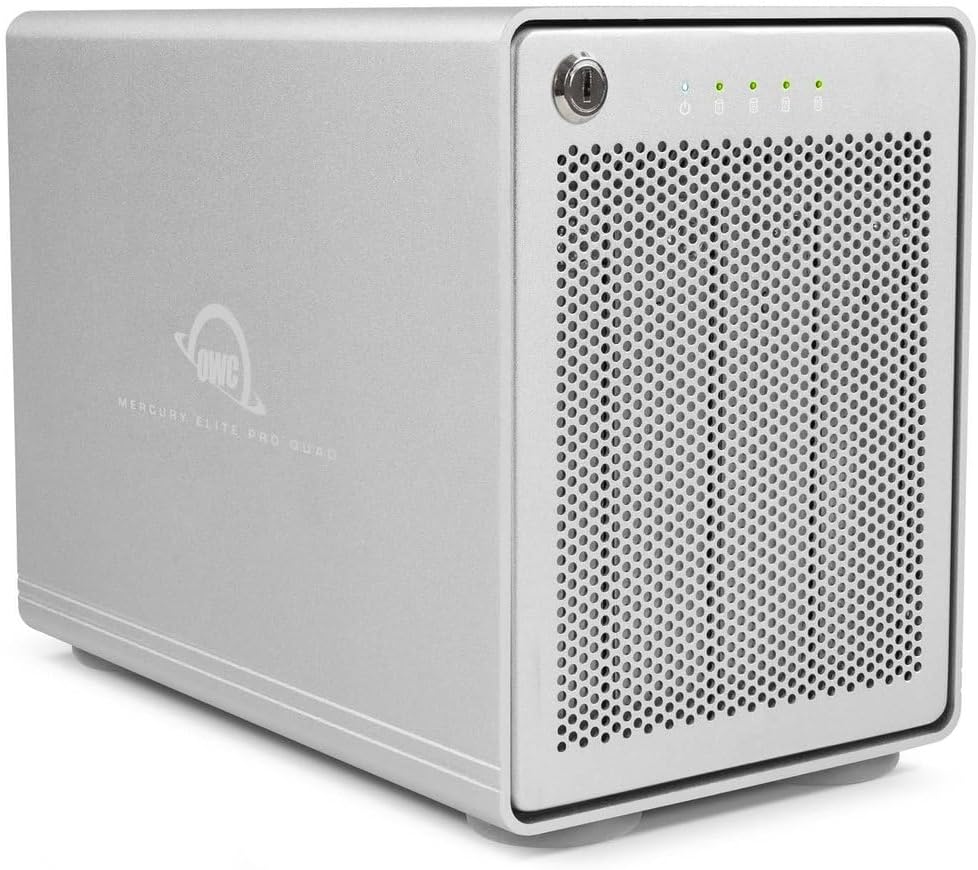 OWC Mercury Elite Pro Quad (0 TB) - Externes Speichergehäuse mit Vier Einschüben und SoftRAID XT für 2,5-Zoll- und 3,5-Zoll-SATA-Laufwerke