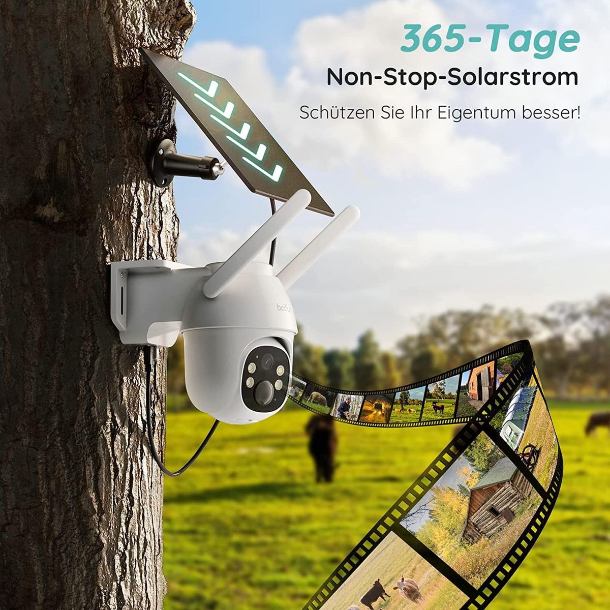 BOIFUN 3G/4G Ohne WLAN Stromfrei Überwachungskamera