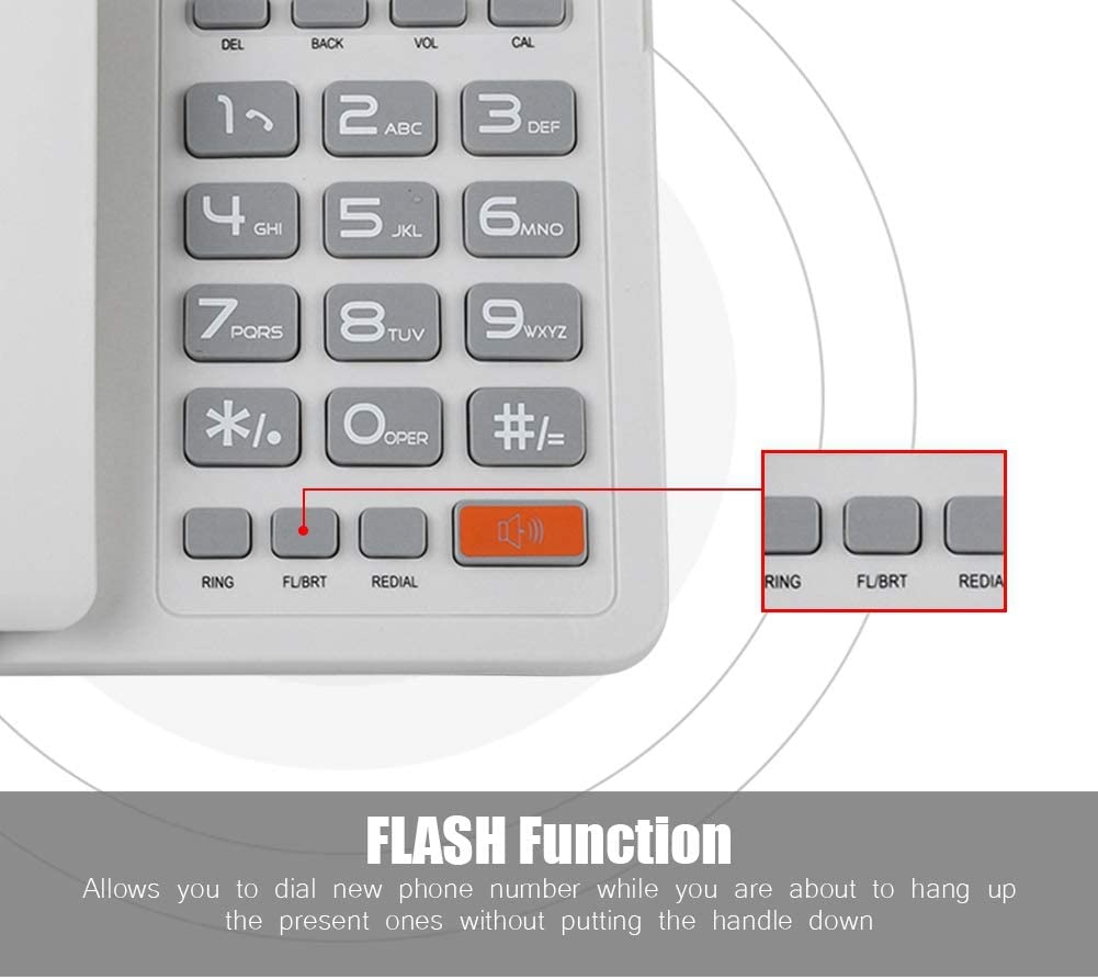 Bewinner DTMF/FSK Dual System Corded Phones Operated via the Telephone Line, Simple Flash Function Landline Phone with Automatic Identification Caller ID