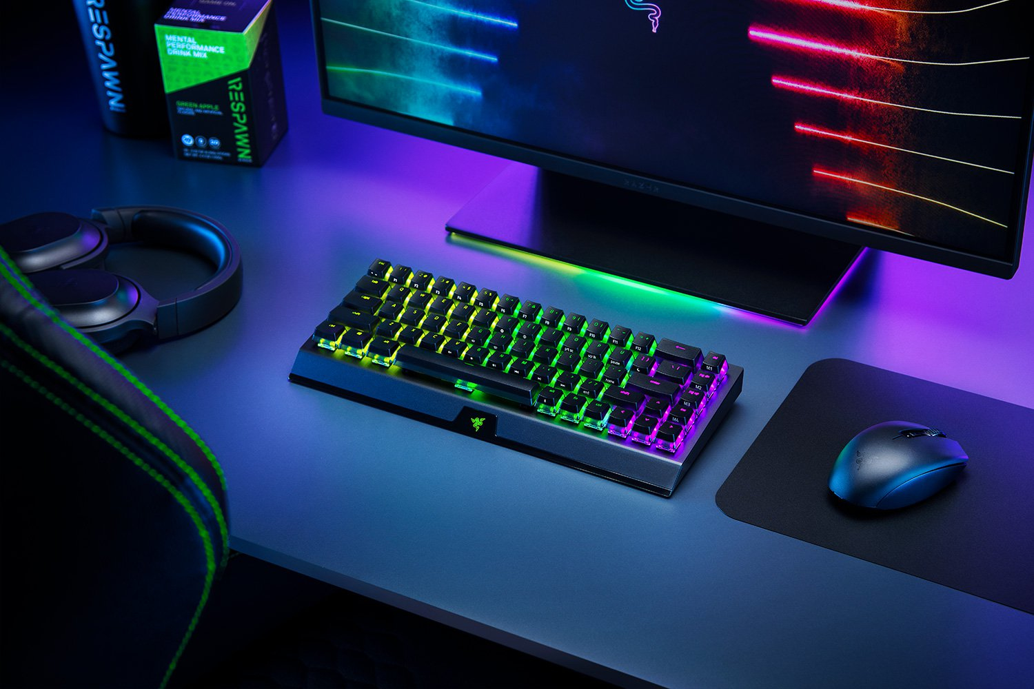 Razer BlackWidow V3 Mini Phantom Gaming Keyboard Dual Wireless Yellow USA Layout QWERTY ISO
