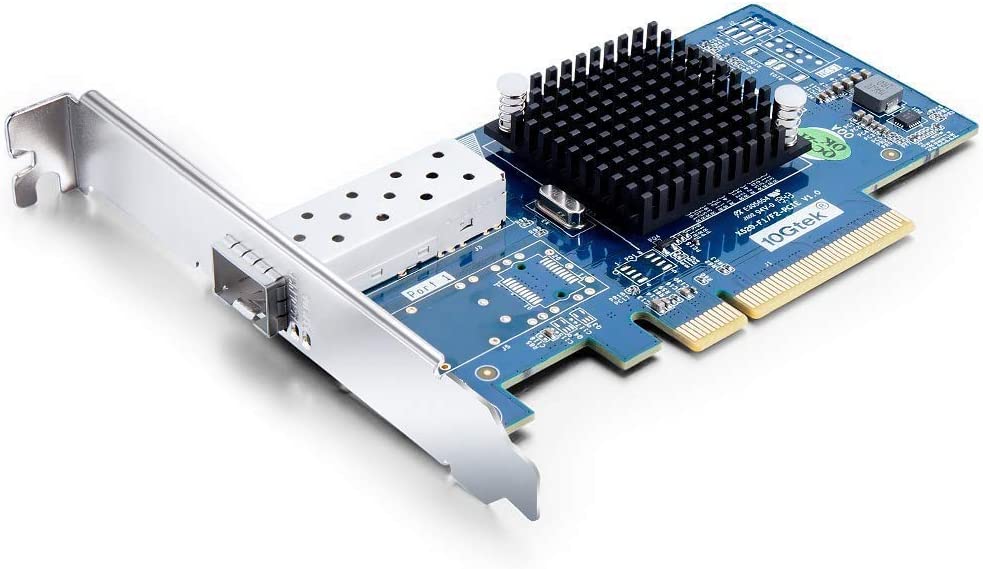 10Gtek 10GbE PCIE Network Card for Intel X520-DA1-82599ES Chip, Single SFP+ Ports, 10Gbit PCI Express x8 LAN Adapter, 10Gb NIC for Windows Server, Win8, 10, Linux
