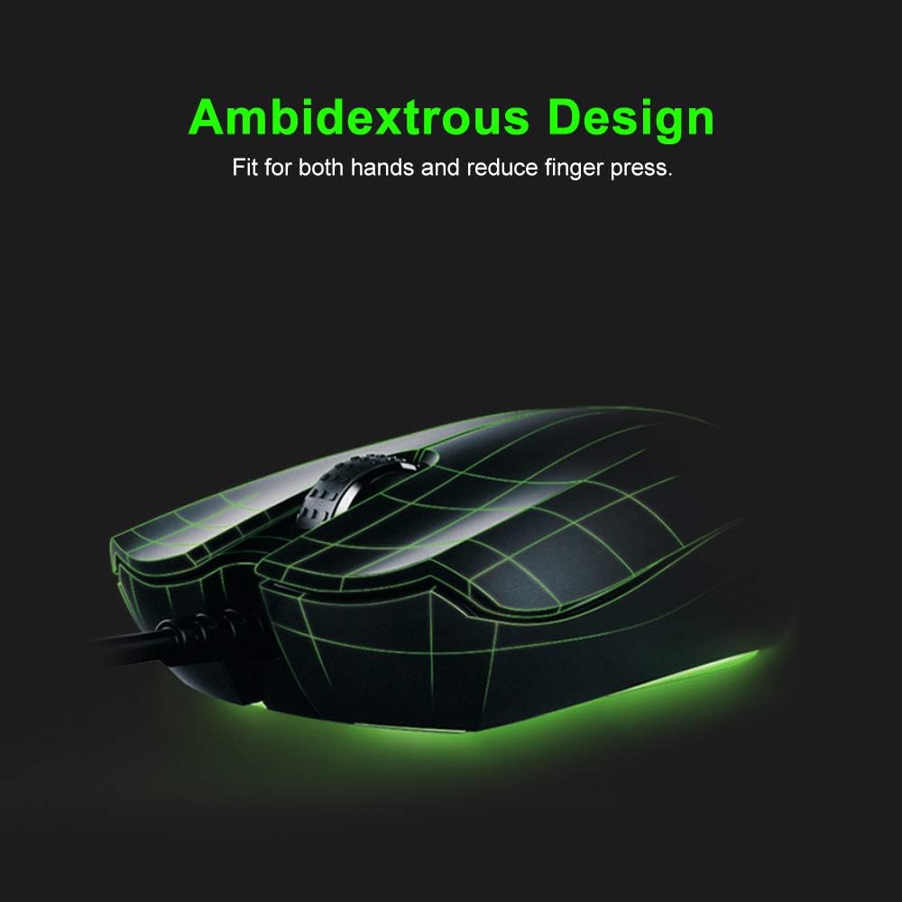 Razer Jugan Wired Gaming Mouse RGB Chroma Lighting 7200 DPI Ambidextrous Mouse Optical Sensor 3 Independently Programmable Buttons Ergonomic Design