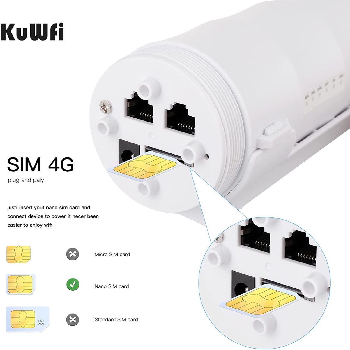 KuWFi 4G LTE Outdoor Router SIM Karten,150Mbps Wi-Fi Extender Receiver High Gain Antenne IP67 wasserdicht Outdoor Wi-Fi Antenne kompatibel SIM Karten aus den meisten europäischen Ländern KuWFi 4G LTE Outdoor Router SIM Karten,150Mbps Wi-Fi Extender Receiver High Gain Antenne IP67 wasserdicht Outdoor Wi-Fi Antenne kompatibel SIM Karten aus den meisten europäischen Ländern