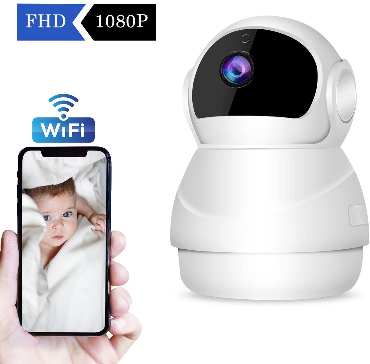 CHORTAU Security Camera Wireless FHD1080P IP Camera Two Way Audio Security Camera Wi-Fi Home Dome Surveillance Cameras Night Motion Detection P2P for Baby/Elder/Pet Monitoring