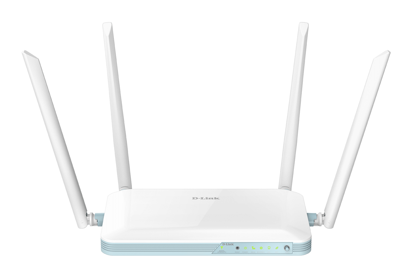 D-Link G403/E EAGLE PRO AI 4G Mobilfunk-Router, WLAN Einzelband 2,4 GHz, Wi‑Fi 4 300 Mbit/s, 4x LAN, Ethernet-WAN, SIM-Slot, Desktop, Weiß, EU