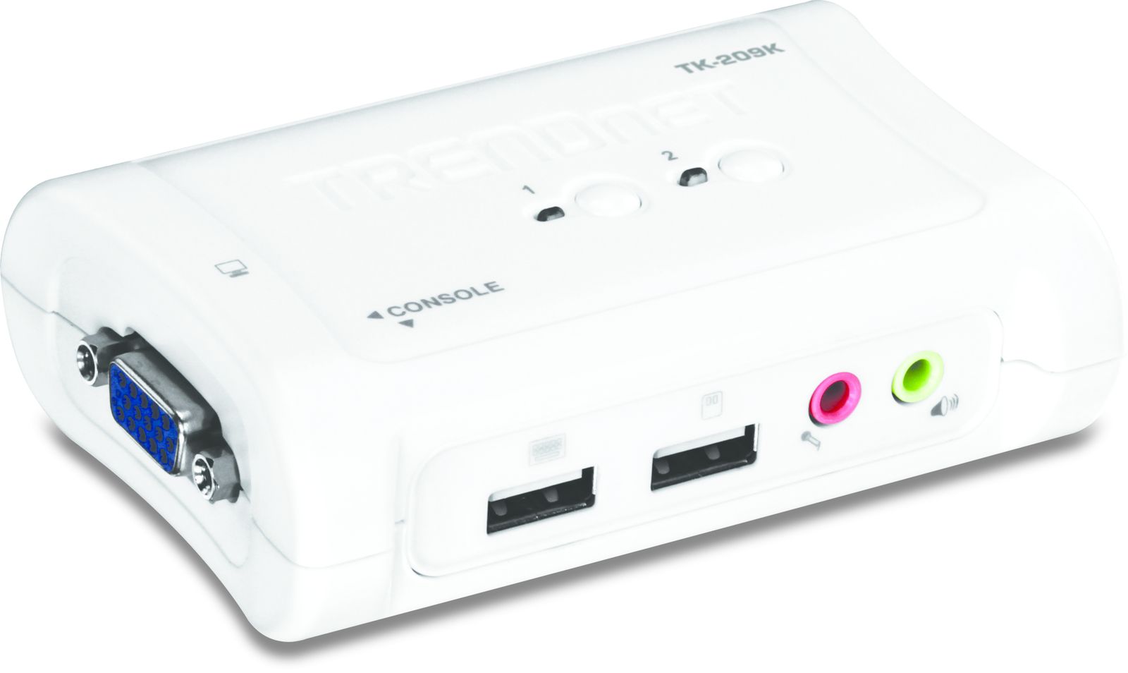 TRENDnet TK-209K 2-Port USB KVM Switch und Kabel Kit mit Audio (Verwalten von zwei PCs, USB 1.1, Hot-Plug, Auto-Scan, Hot-Keys, Windows und Linux kompatibel)