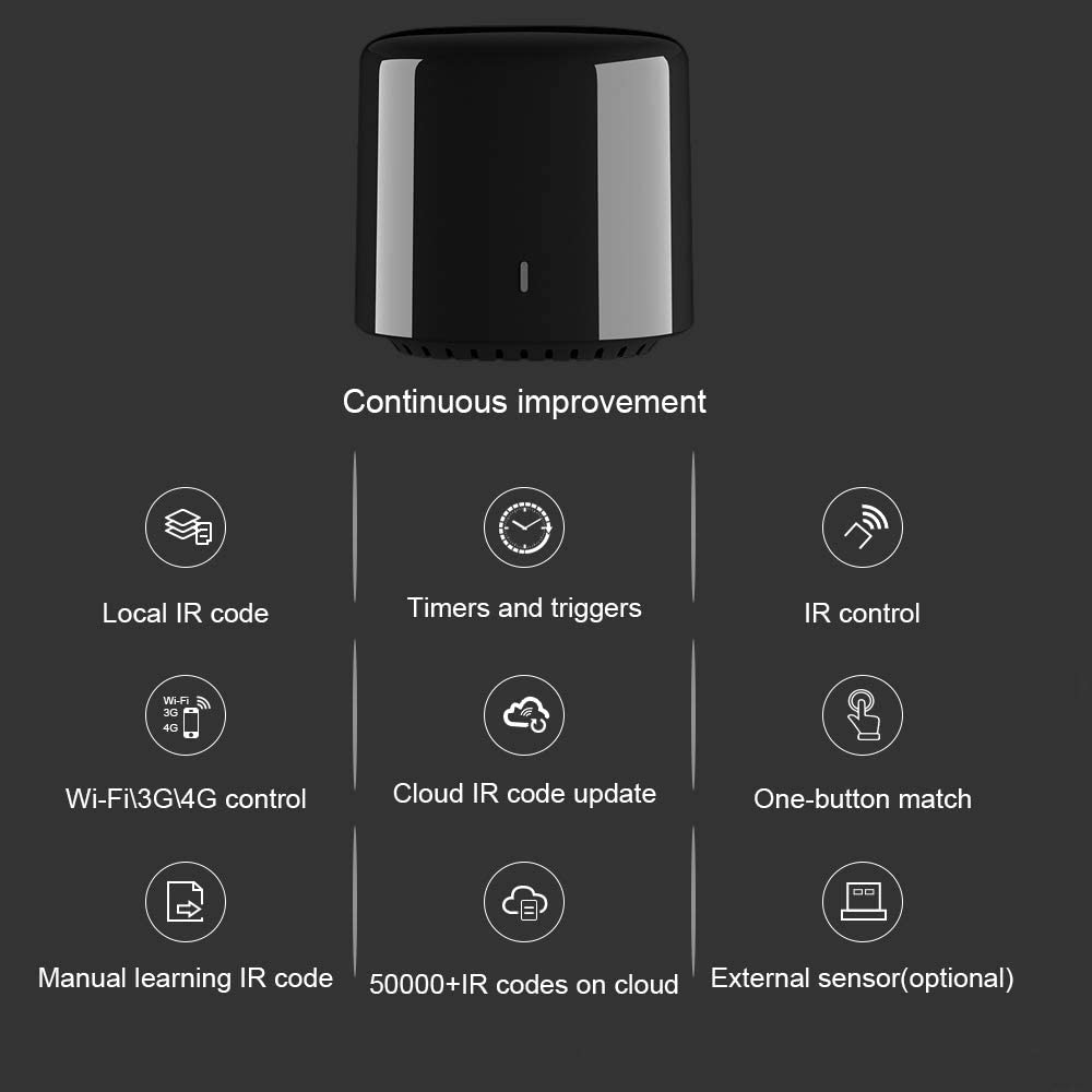 Broadlink IR Smart Remote Control 4C Mini, Broadlink Universal Remote Control Wifi Conditioner Control Compatible with Alexa (4c Mini-Does not support sensor cables)